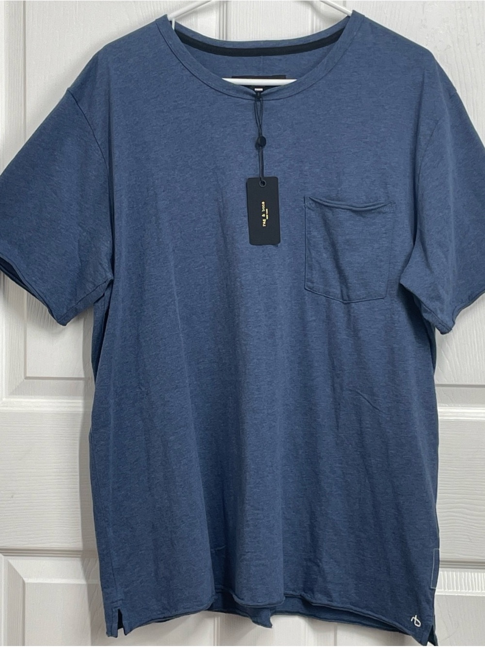 rag & bone men Miles pocket T-shirt Heather navy blue jersey cotton tee